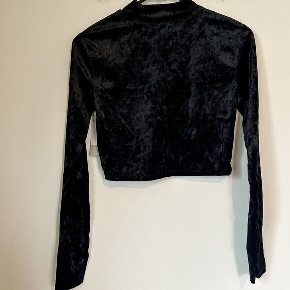NWT BP by Nordstrom Mock Neck Velvet Long Sleeve Crop Top - M - Picture 6 of 6